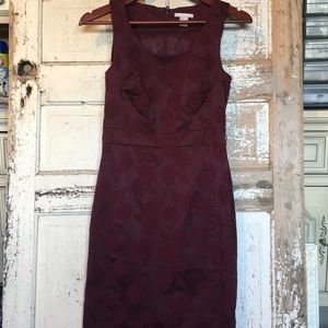 EUC Wine Colored Brocade Floral Dress -worn once